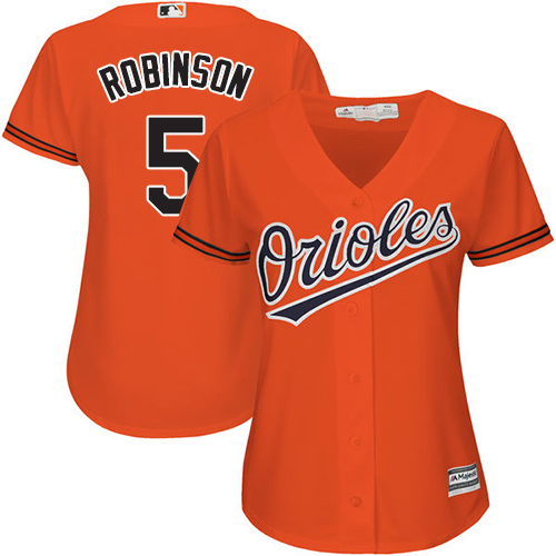 Orioles #5 Brooks Robinson Orange Alternate Women's Stitched MLB Jersey - Click Image to Close